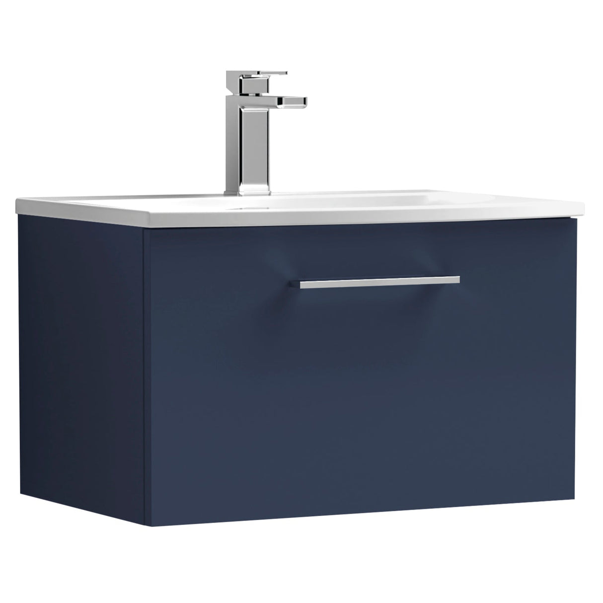 Nuie Arno 600mm Wall Hung 1 Drawer Vanity Unit & Basin Midnight Blue ARN2922G