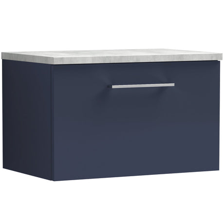 Nuie Arno 600mm Wall Hung 1 Drawer Countertop Vanity Unit Midnight Blue ARN2922LBG
