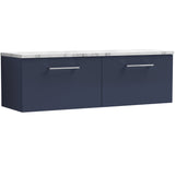 Nuie Arno 1200mm Wall Hung 2 Drawer Countertop Vanity Unit Midnight Blue ARN2922LCM2