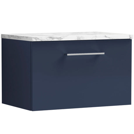 Nuie Arno 600mm Wall Hung 1 Drawer Countertop Vanity Unit Midnight Blue ARN2922LCM