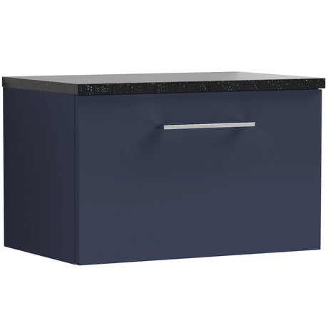 Nuie Arno 600mm Wall Hung 1 Drawer Countertop Vanity Unit Midnight Blue ARN2922LSB