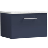 Nuie Arno 600mm Wall Hung 1 Drawer Countertop Vanity Unit Midnight Blue ARN2922LSW