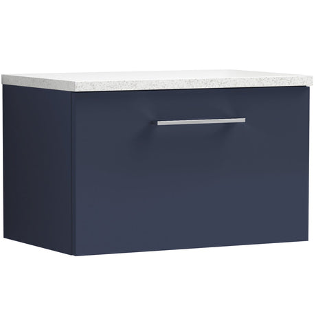 Nuie Arno 600mm Wall Hung 1 Drawer Countertop Vanity Unit Midnight Blue ARN2922LSW
