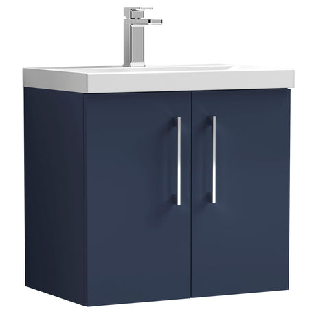 Nuie Arno 600mm Wall Hung 2 Door Vanity Unit & Basin Midnight Blue ARN2923A