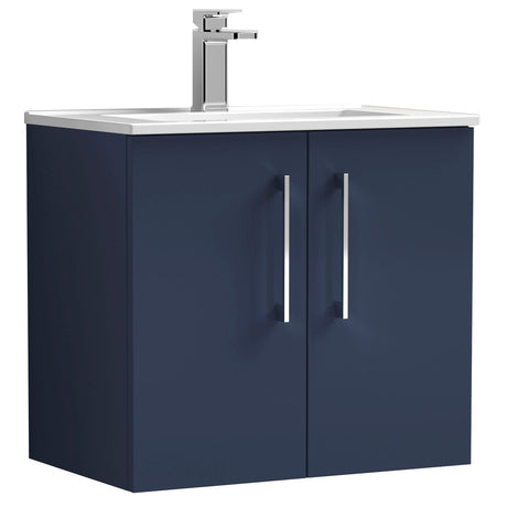 Nuie Arno 600mm Wall Hung 2 Door Vanity Unit & Basin Midnight Blue ARN2923A