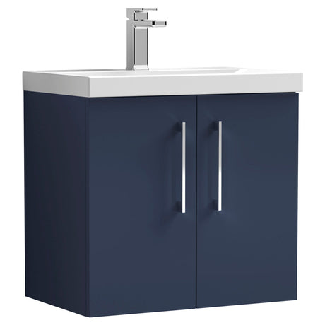 Nuie Arno 600mm Wall Hung 2 Door Vanity Unit & Basin Midnight Blue ARN2923D