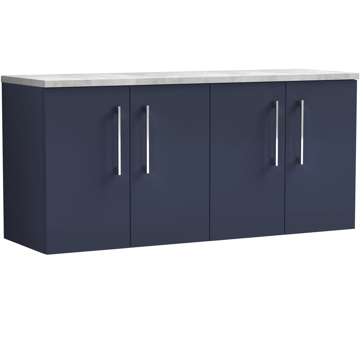 Nuie Arno 1200mm Wall Hung 4 Door Countertop Vanity Unit Midnight Blue ARN2923LBG2