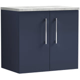 Nuie Arno 600mm Wall Hung 2 Door Countertop Vanity Unit Midnight Blue ARN2923LBG