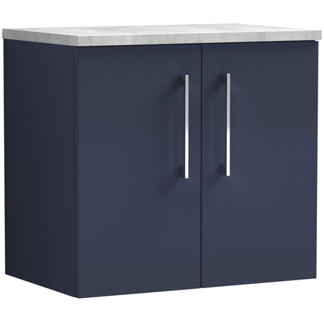 Nuie Arno 600mm Wall Hung 2 Door Countertop Vanity Unit Midnight Blue ARN2923LBG