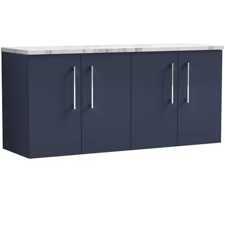 Nuie Arno 1200mm Wall Hung 4 Door Countertop Vanity Unit Midnight Blue ARN2923LCM2