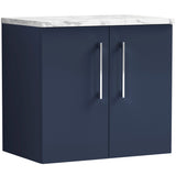 Nuie Arno 600mm Wall Hung 2 Door Countertop Vanity Unit Midnight Blue ARN2923LCM