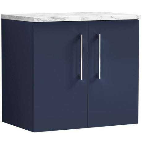 Nuie Arno 600mm Wall Hung 2 Door Countertop Vanity Unit Midnight Blue ARN2923LCM