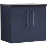 Nuie Arno 600mm Wall Hung 2 Door Countertop Vanity Unit Midnight Blue ARN2923LSB