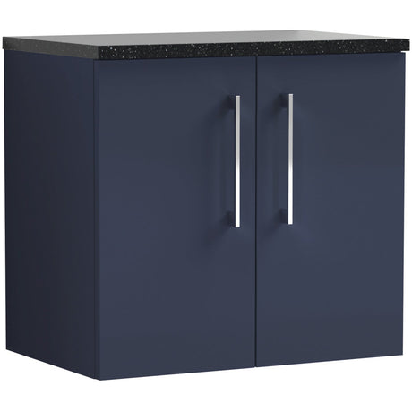 Nuie Arno 600mm Wall Hung 2 Door Countertop Vanity Unit Midnight Blue ARN2923LSB
