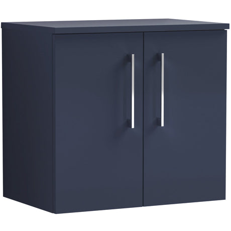 Nuie Arno 600mm Wall Hung 2 Door Countertop Vanity Unit Midnight Blue ARN2923W