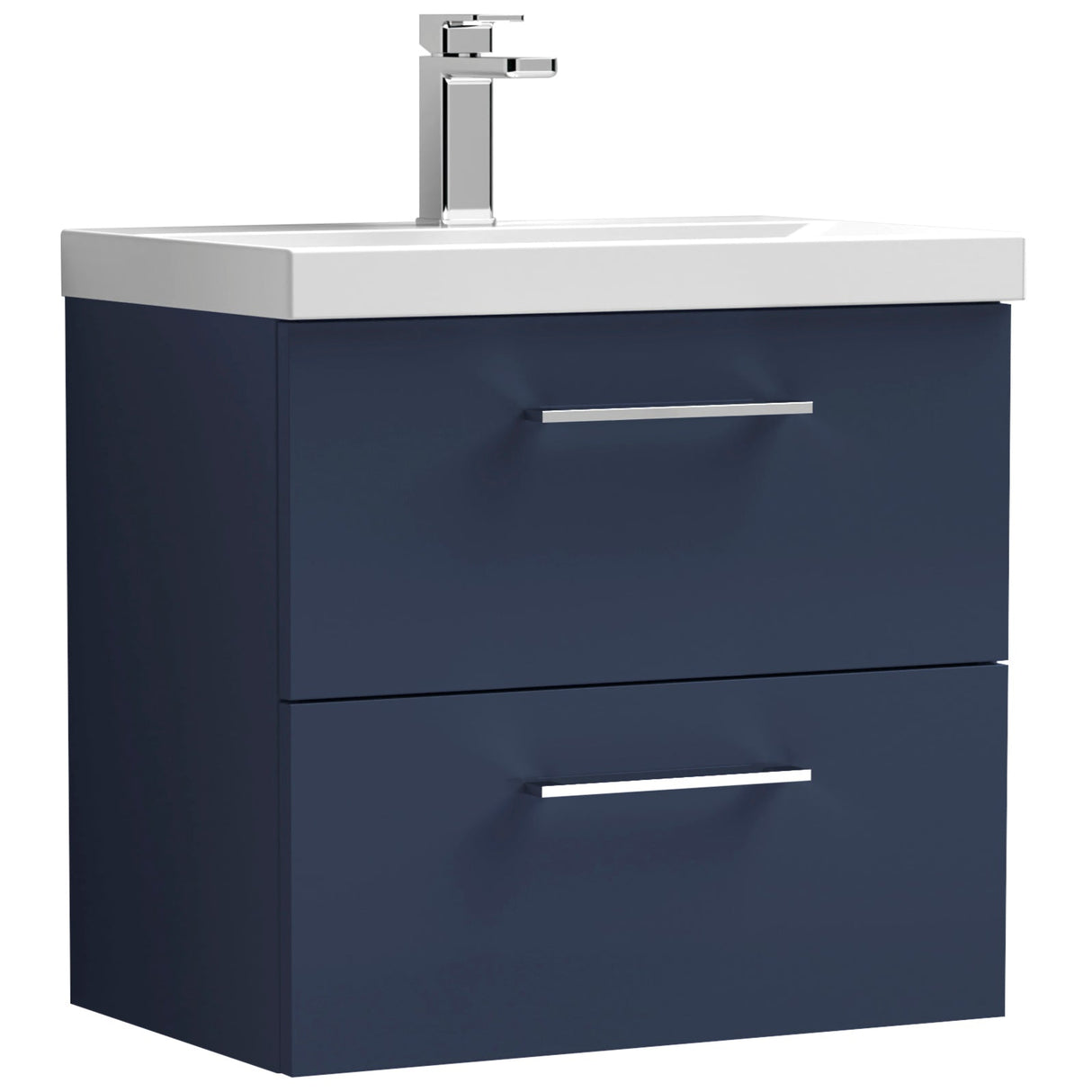 Nuie Arno 600mm Wall Hung 2 Drawer Vanity Unit & Basin Midnight Blue ARN2924A
