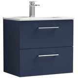 Nuie Arno 600mm Wall Hung 2 Drawer Vanity Unit & Basin Midnight Blue ARN2924B
