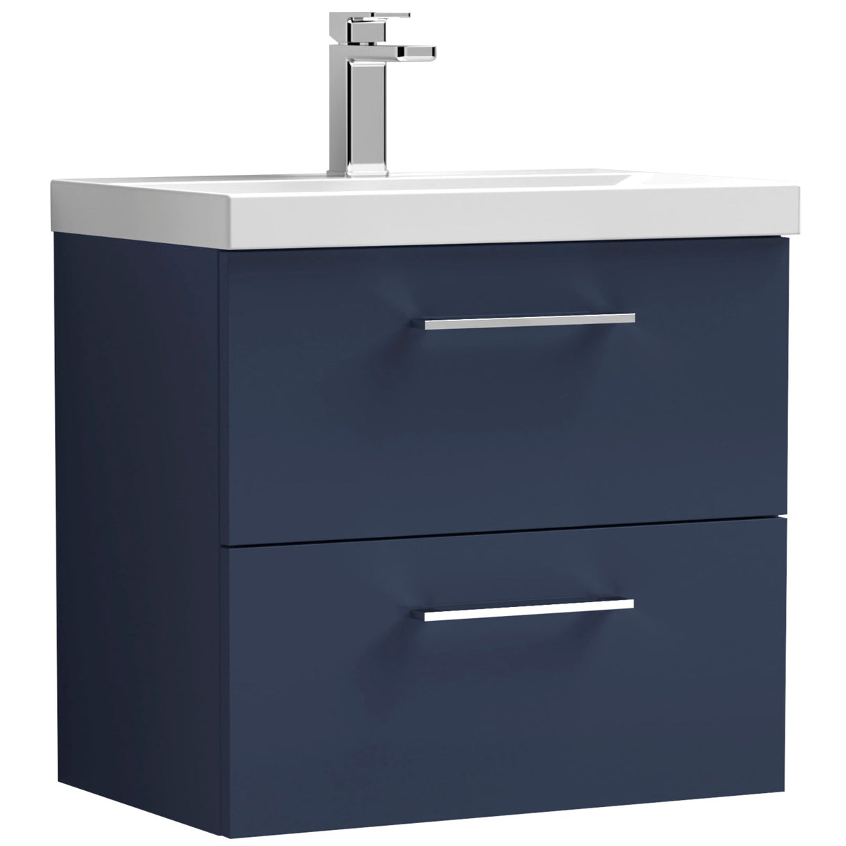 Nuie Arno 600mm Wall Hung 2 Drawer Vanity Unit & Basin Midnight Blue ARN2924D