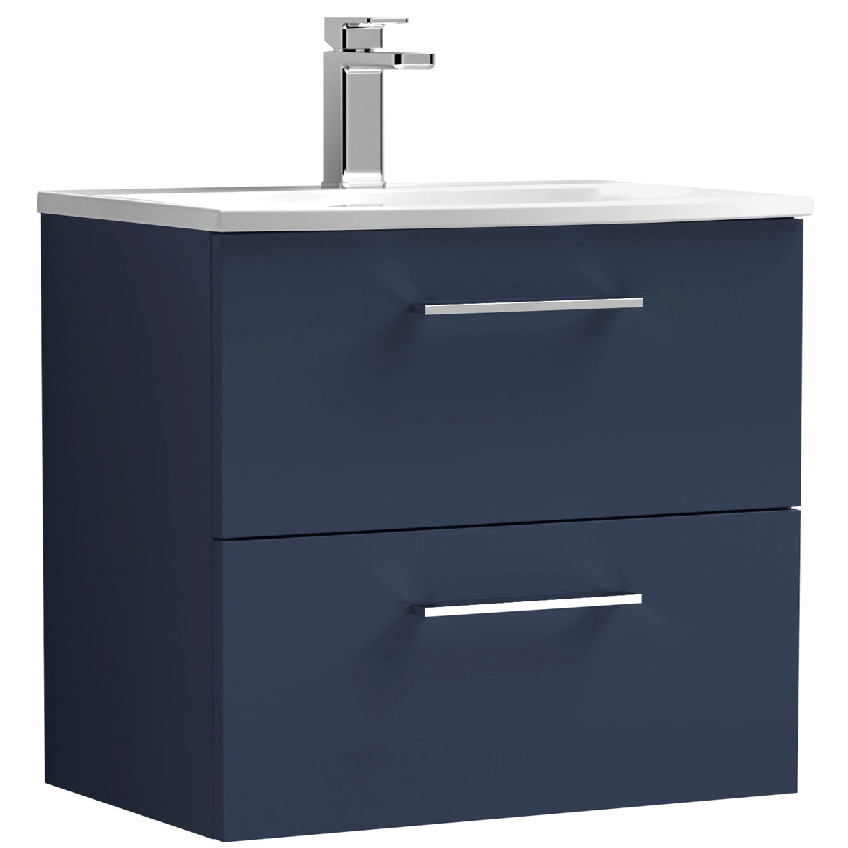 Nuie Arno 600mm Wall Hung 2 Drawer Vanity Unit & Basin Midnight Blue ARN2924G