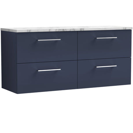 Nuie Arno 1200mm Wall Hung 4 Drawer Countertop Vanity Unit Midnight Blue ARN2924LCM2
