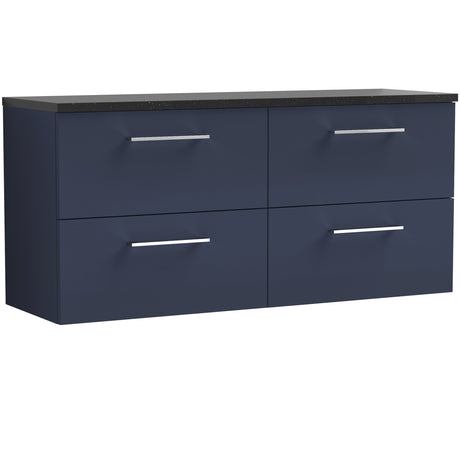 Nuie Arno 1200mm Wall Hung 4 Drawer Countertop Vanity Unit Midnight Blue ARN2924LSB2