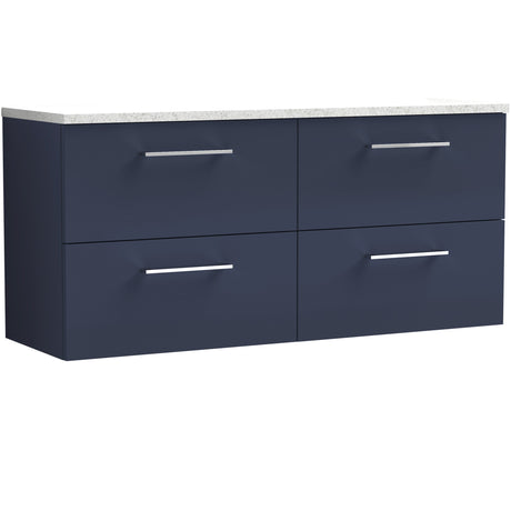 Nuie Arno 1200mm Wall Hung 4 Drawer Countertop Vanity Unit Midnight Blue ARN2924LSW2