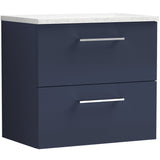 Nuie Arno 600mm Wall Hung 2 Drawer Countertop Vanity Unit Midnight Blue ARN2924LSW
