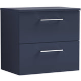 Nuie Arno 600mm Wall Hung 2 Drawer Countertop Vanity Unit Midnight Blue ARN2924W