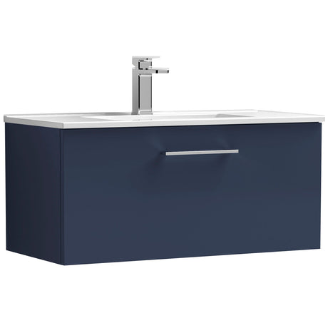 Nuie Arno 800mm Wall Hung 1 Drawer Vanity Unit & Basin Midnight Blue ARN2925B