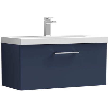 Nuie Arno 800mm Wall Hung 1 Drawer Vanity Unit & Basin Midnight Blue ARN2925D