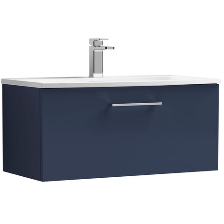 Nuie Arno 800mm Wall Hung 1 Drawer Vanity Unit & Basin Midnight Blue ARN2925G