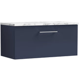 Nuie Arno 800mm Wall Hung 1 Drawer Countertop Vanity Unit Midnight Blue ARN2925LCM