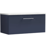 Nuie Arno 800mm Wall Hung 1 Drawer Countertop Vanity Unit Midnight Blue ARN2925LSW