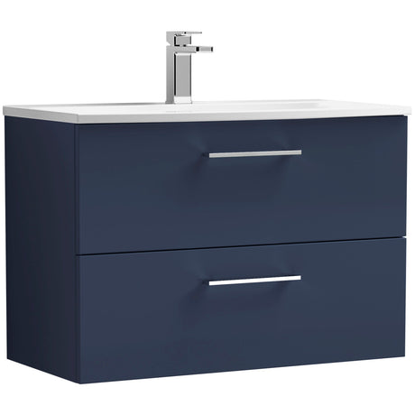 Nuie Arno 800mm Wall Hung 2 Drawer Vanity Unit & Basin Midnight Blue ARN2926G