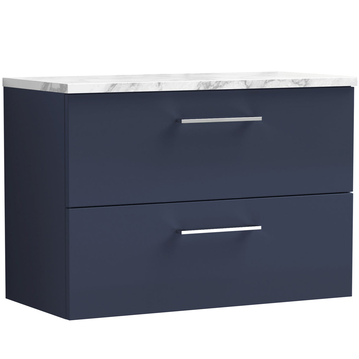 Nuie Arno 800mm Wall Hung 2 Drawer Countertop Vanity Unit Midnight Blue ARN2926LCM