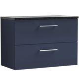 Nuie Arno 800mm Wall Hung 2 Drawer Countertop Vanity Unit Midnight Blue ARN2926LSB