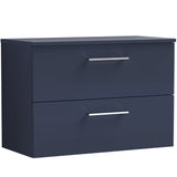 Nuie Arno 800mm Wall Hung 2 Drawer Countertop Vanity Unit Midnight Blue ARN2926W