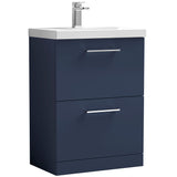 Nuie Arno 600mm Floor Standing 2 Drawer Vanity Unit & Basin Midnight Blue ARN2933A
