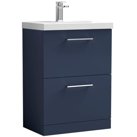 Nuie Arno 600mm Floor Standing 2 Drawer Vanity Unit & Basin Midnight Blue ARN2933A