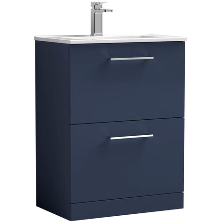 Nuie Arno 600mm Floor Standing 2 Drawer Vanity Unit & Basin Midnight Blue ARN2933B