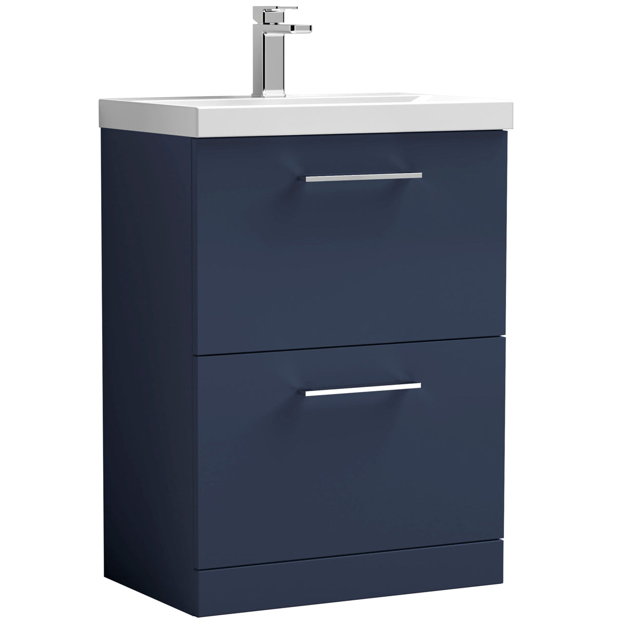 Nuie Arno 600mm Floor Standing 2 Drawer Vanity Unit & Basin Midnight Blue ARN2933D