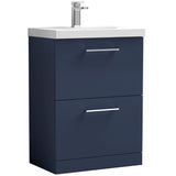 Nuie Arno 600mm Floor Standing 2 Drawer Vanity Unit & Basin Midnight Blue ARN2933D