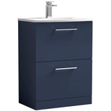 Nuie Arno 600mm Floor Standing 2 Drawer Vanity Unit & Basin Midnight Blue ARN2933G