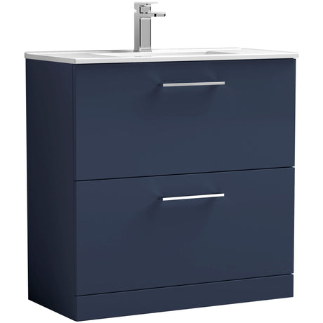 Nuie Arno 800mm Floor Standing 2 Drawer Vanity Unit & Basin Midnight Blue ARN2935B