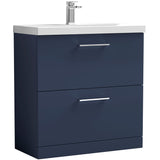 Nuie Arno 800mm Floor Standing 2 Drawer Vanity Unit & Basin Midnight Blue ARN2935D