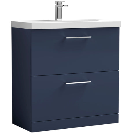 Nuie Arno 800mm Floor Standing 2 Drawer Vanity Unit & Basin Midnight Blue ARN2935D