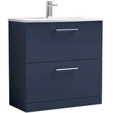 Nuie Arno 800mm Floor Standing 2 Drawer Vanity Unit & Basin Midnight Blue ARN2935G
