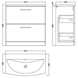 Nuie Arno 800mm Floor Standing 2 Drawer Vanity Unit & Basin Midnight Blue ARN2935G LD