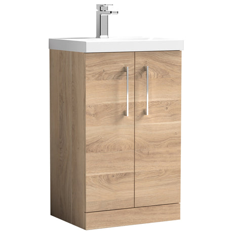 Nuie Arno 500mm Floor Standing 2 Door Vanity Unit & Basin Bleached Oak ARN3001D
