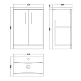 Nuie Arno 600mm Floor Standing 2 Door Vanity Unit & Basin Bleached Oak ARN3003A LD